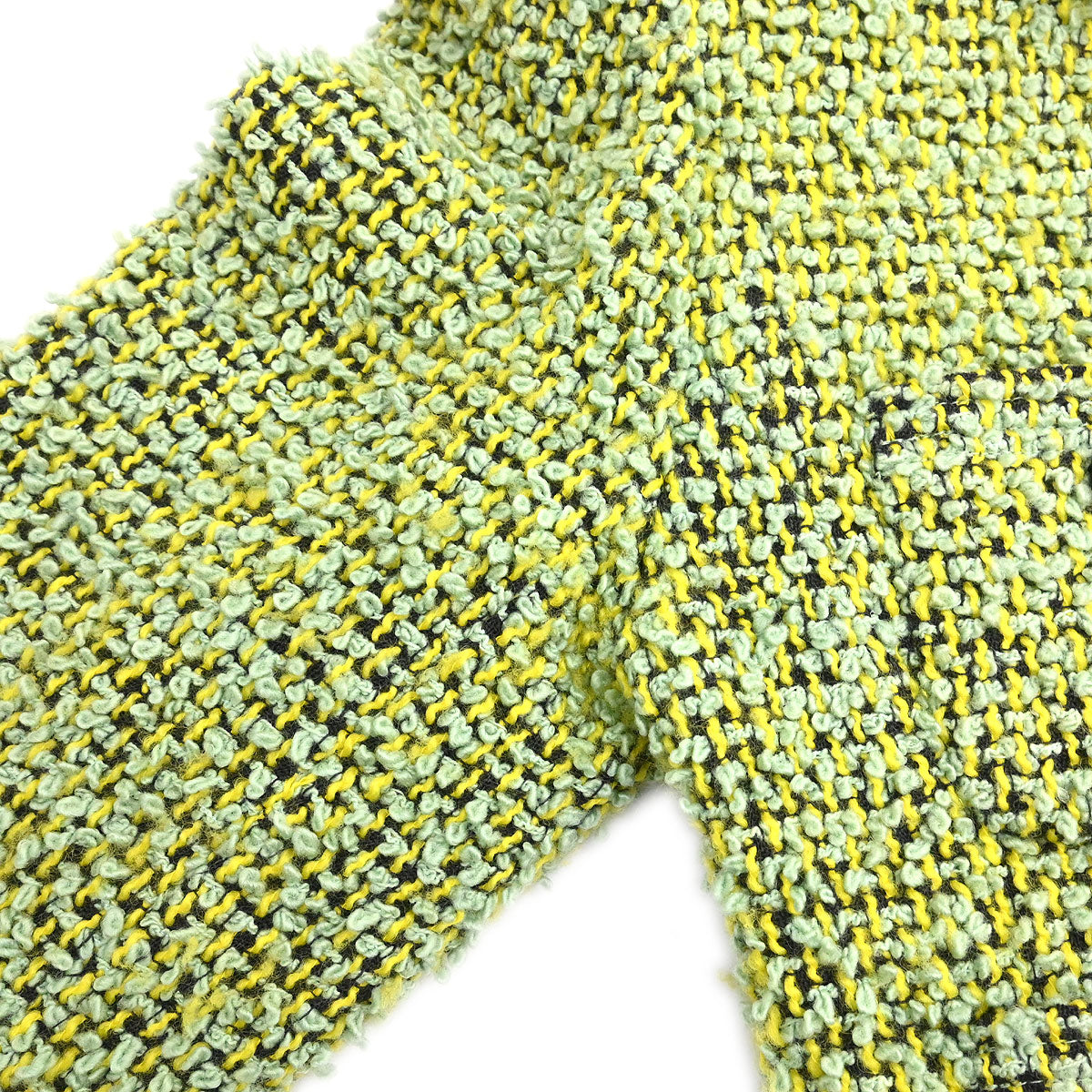 Chanel Tweed Setup Suit Jacket Skirt Green