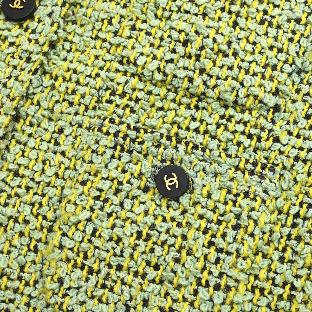 Chanel Tweed Setup Suit Jacket Skirt Green