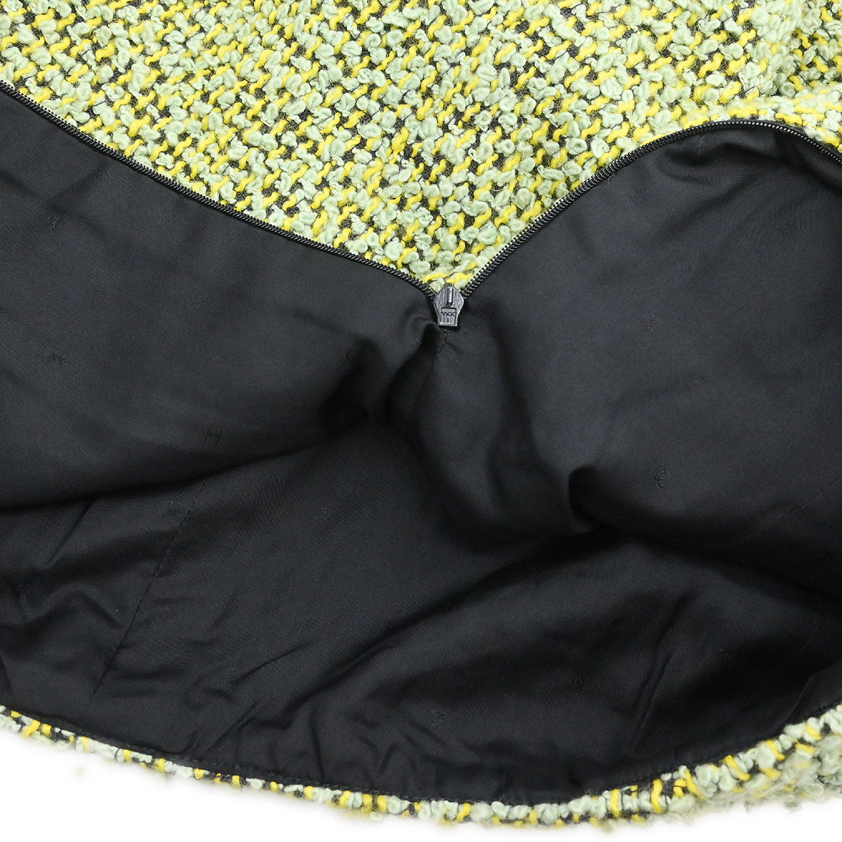 Chanel Tweed Setup Suit Jacket Skirt Green