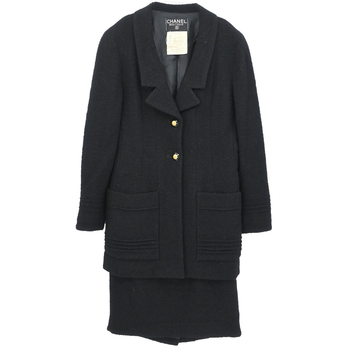 Chanel Setup Suit Jacket Skirt Black #36