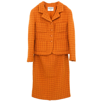 Chanel Setup Suit Jacket Skirt Orange