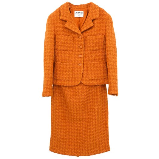 Chanel Setup Suit Jacket Skirt Orange
