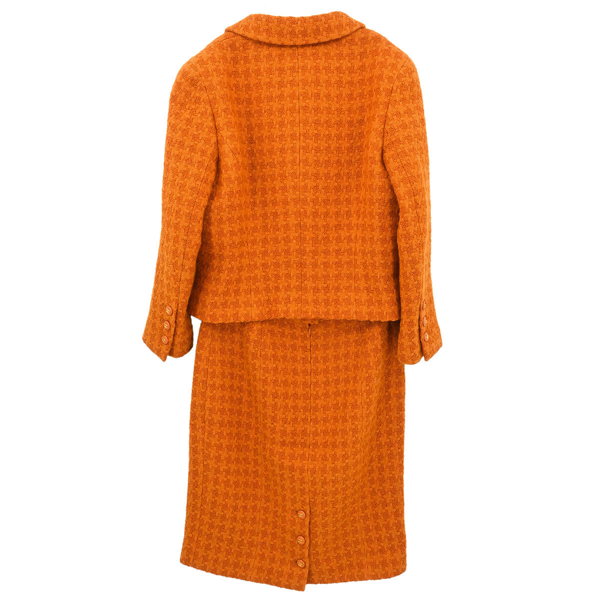 Chanel Setup Suit Jacket Skirt Orange