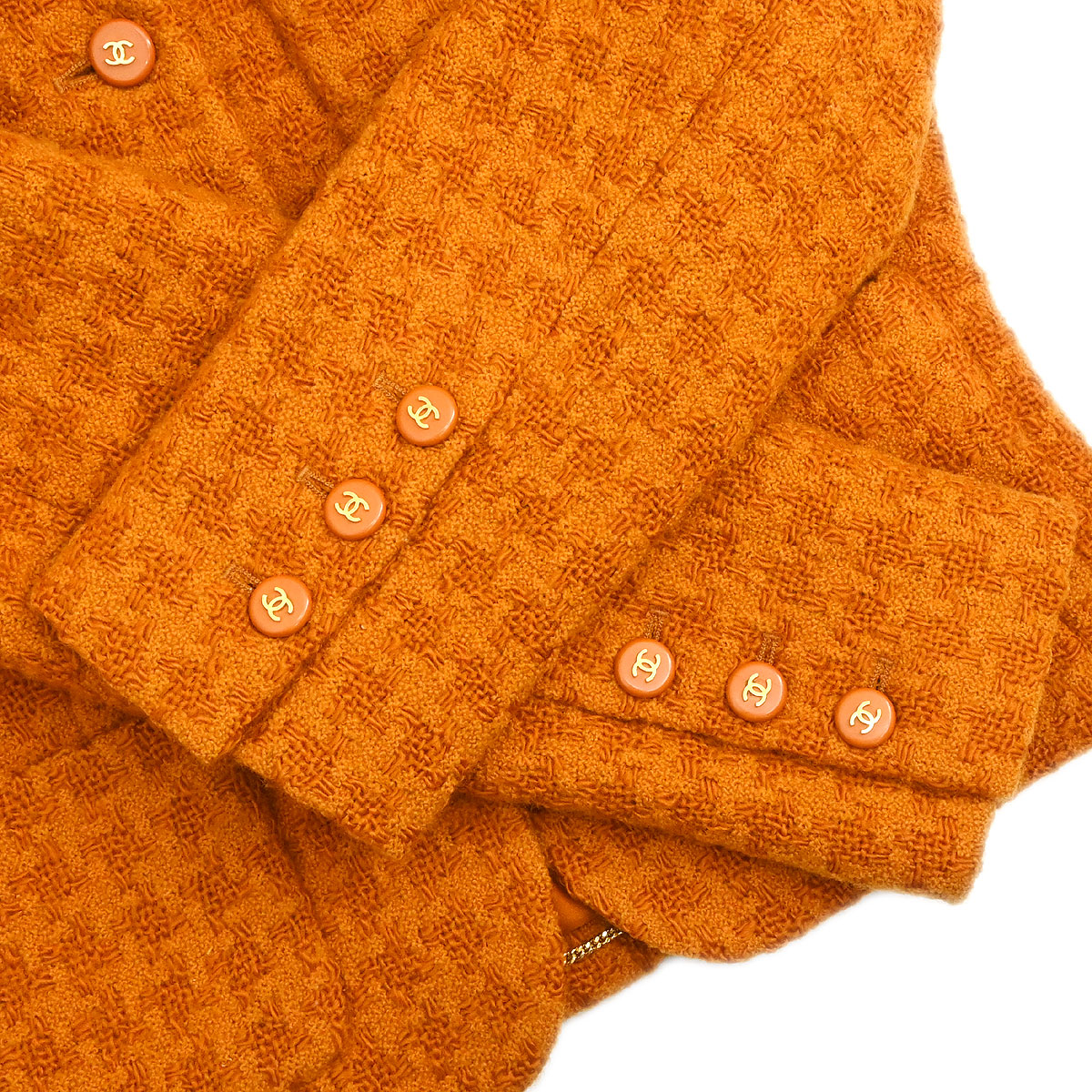 Chanel Setup Suit Jacket Skirt Orange