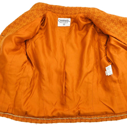 Chanel Setup Suit Jacket Skirt Orange