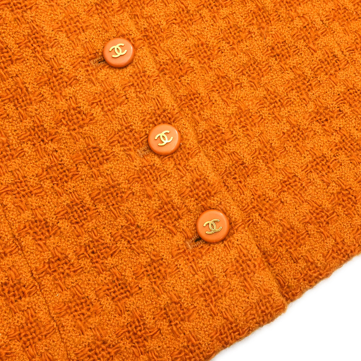 Chanel Setup Suit Jacket Skirt Orange