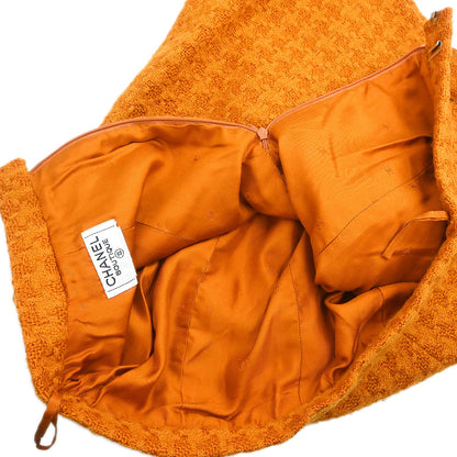 Chanel Setup Suit Jacket Skirt Orange
