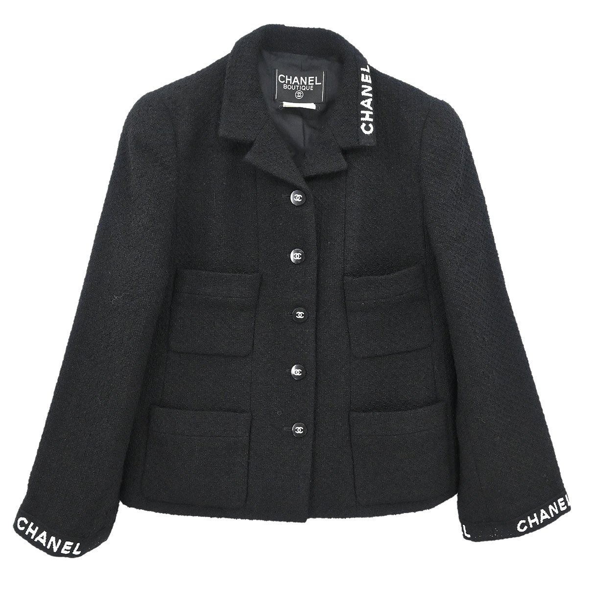 Chanel 1995 Single Breasted Jacket Black #38