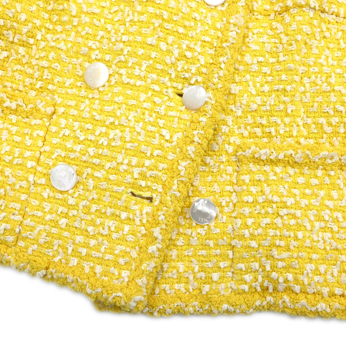 Chanel 1996 Double Breasted Jacket Tweed Yellow #42