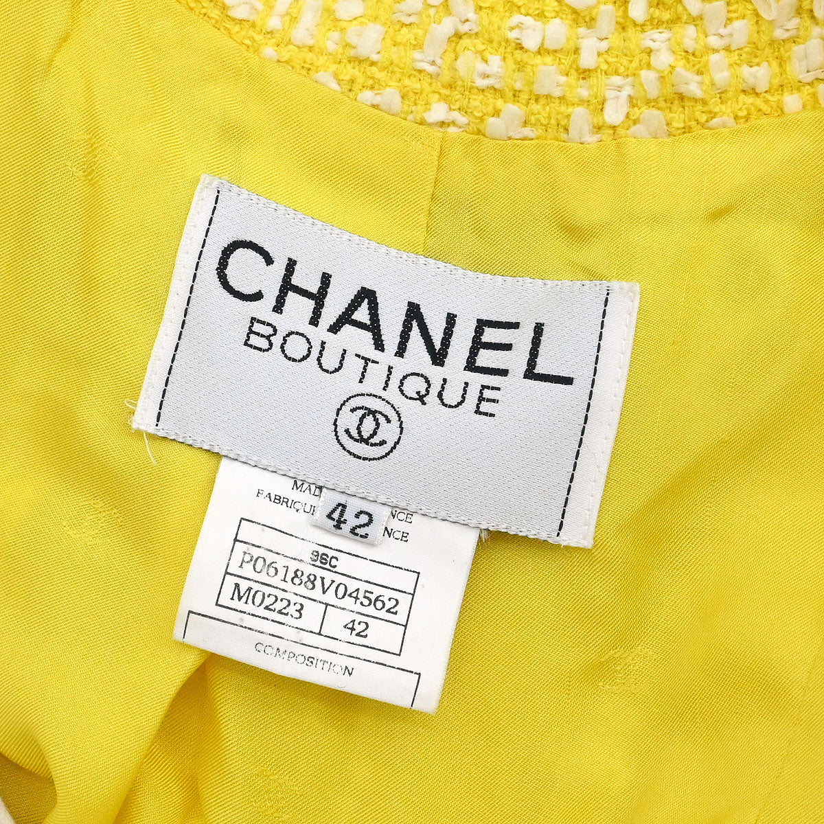 Chanel 1996 Double Breasted Jacket Tweed Yellow #42