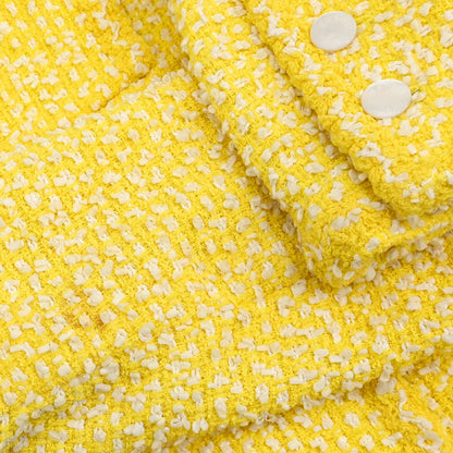 Chanel 1996 Double Breasted Jacket Tweed Yellow #42