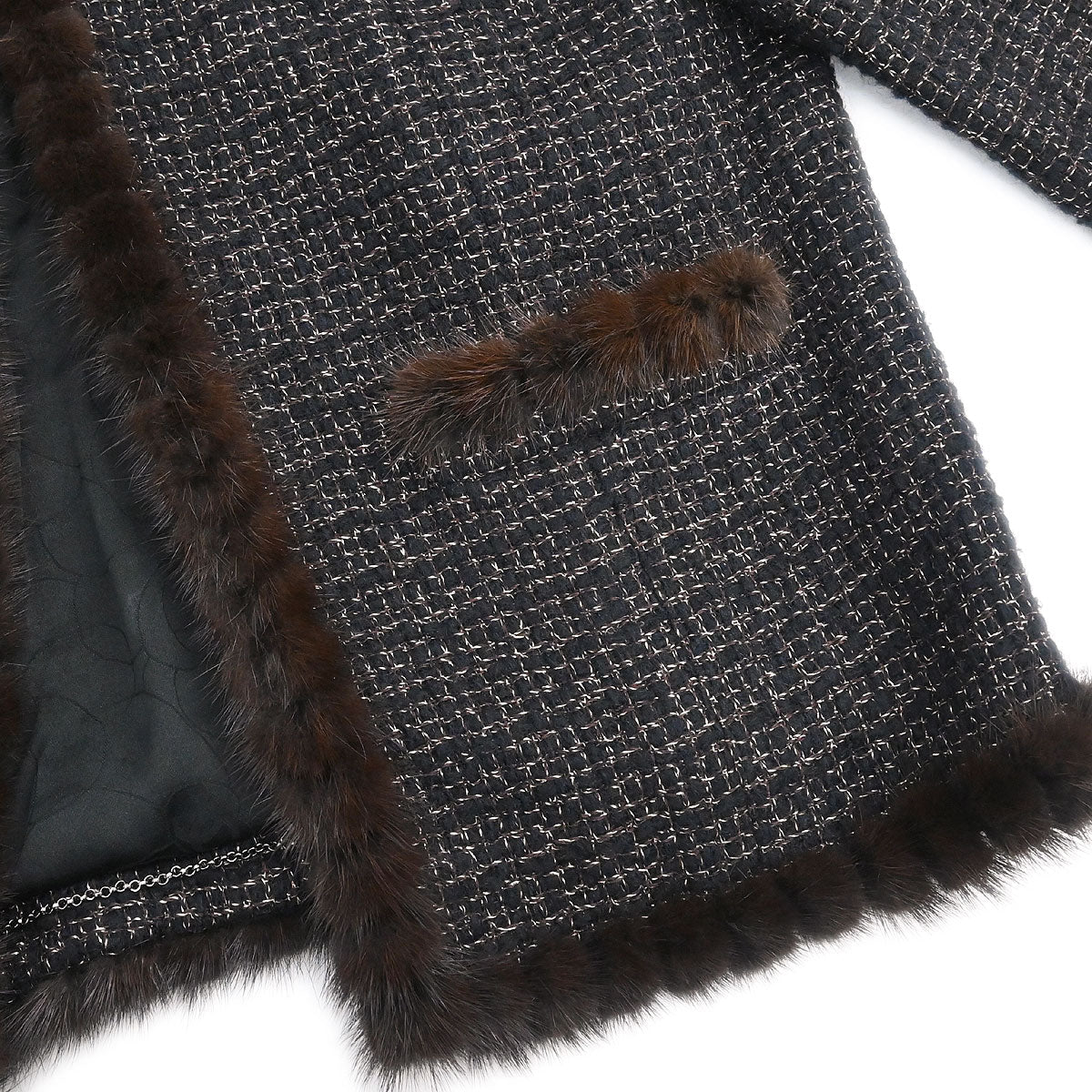 Chanel 2003 Collarless Single Breasted Tweed Jacket Brown #42