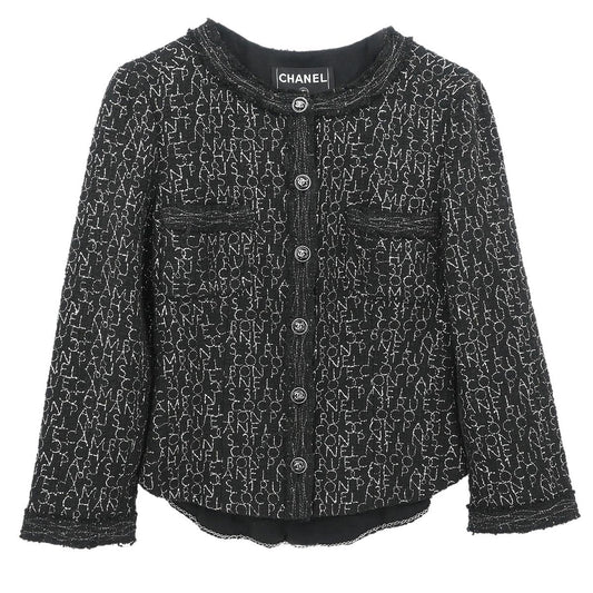 Chanel 2007 Single Breasted Collarless Jacket Black #36