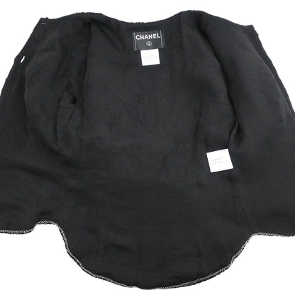 Chanel 2007 Single Breasted Collarless Jacket Black #36