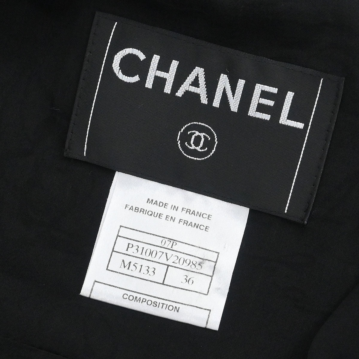 Chanel 2007 Single Breasted Collarless Jacket Black #36
