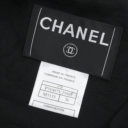 Chanel 2007 Single Breasted Collarless Jacket Black #36