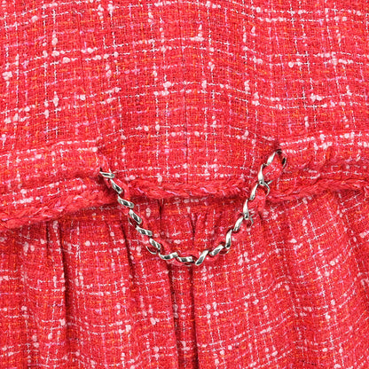 Chanel 2006 Setup Suit Jacket Skirt Tweed Red #42 #40
