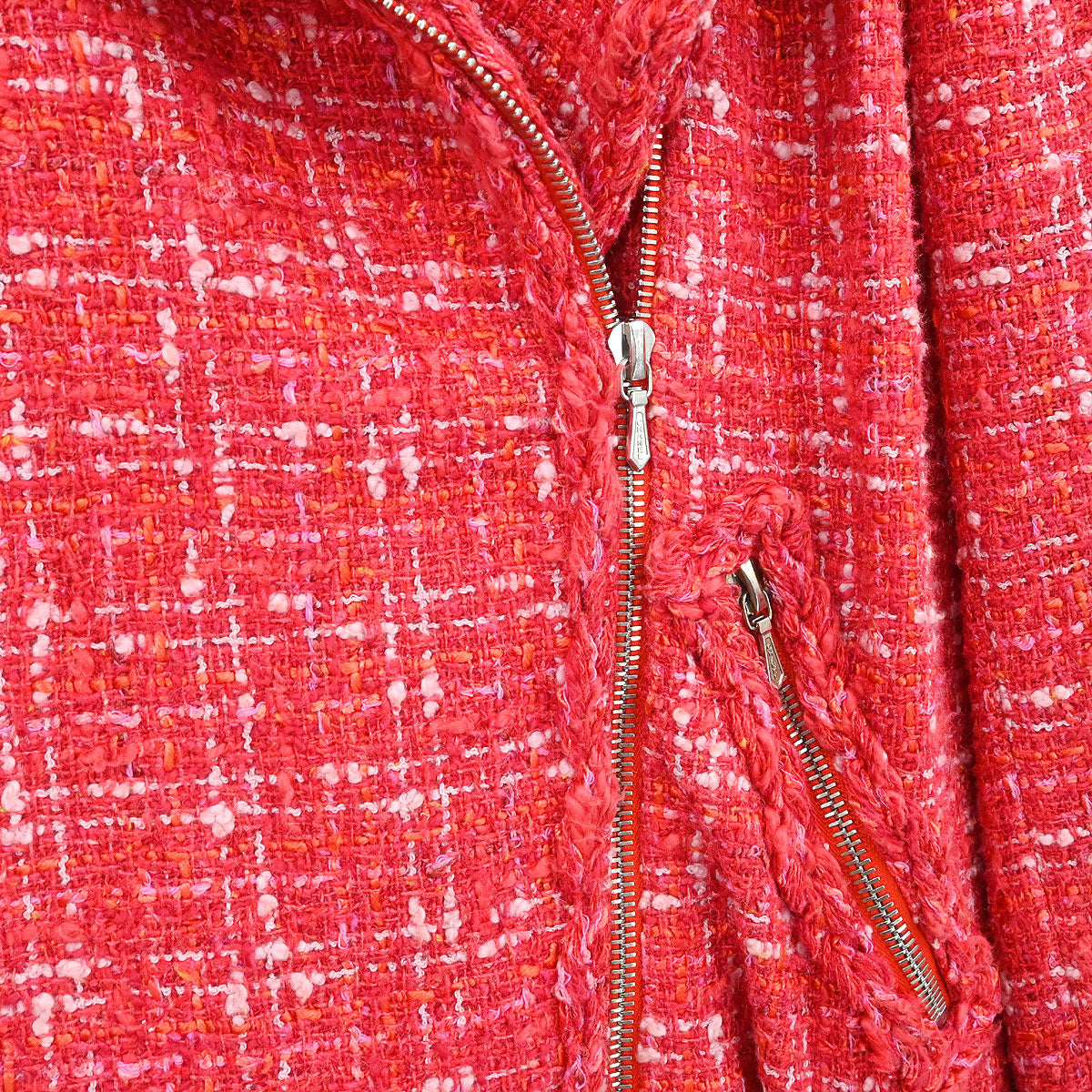 Chanel 2006 Setup Suit Jacket Skirt Tweed Red #42 #40