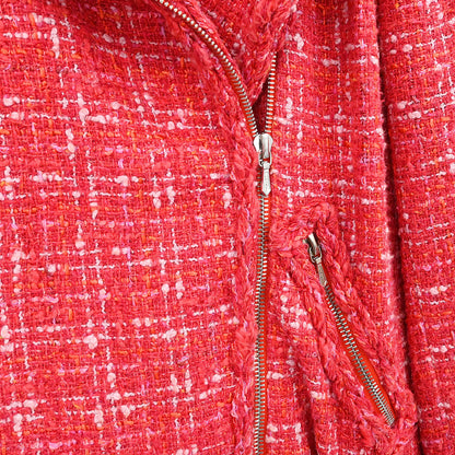 Chanel 2006 Setup Suit Jacket Skirt Tweed Red #42 #40