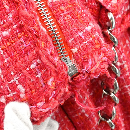 Chanel 2006 Setup Suit Jacket Skirt Tweed Red #42 #40