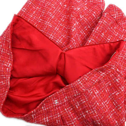 Chanel 2006 Setup Suit Jacket Skirt Tweed Red #42 #40