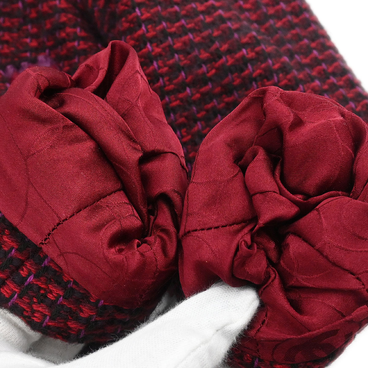 Chanel 2001 Setup Suit Jacket Skirt Tweed Red Black #36 #34