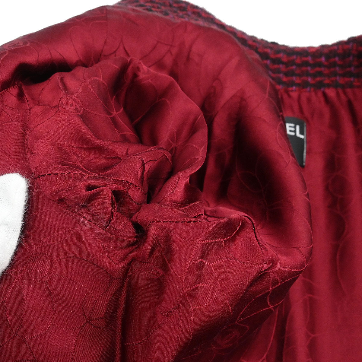 Chanel 2001 Setup Suit Jacket Skirt Tweed Red Black #36 #34