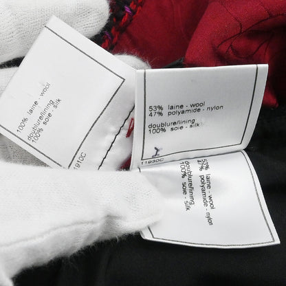 Chanel 2001 Setup Suit Jacket Skirt Tweed Red Black #36 #34