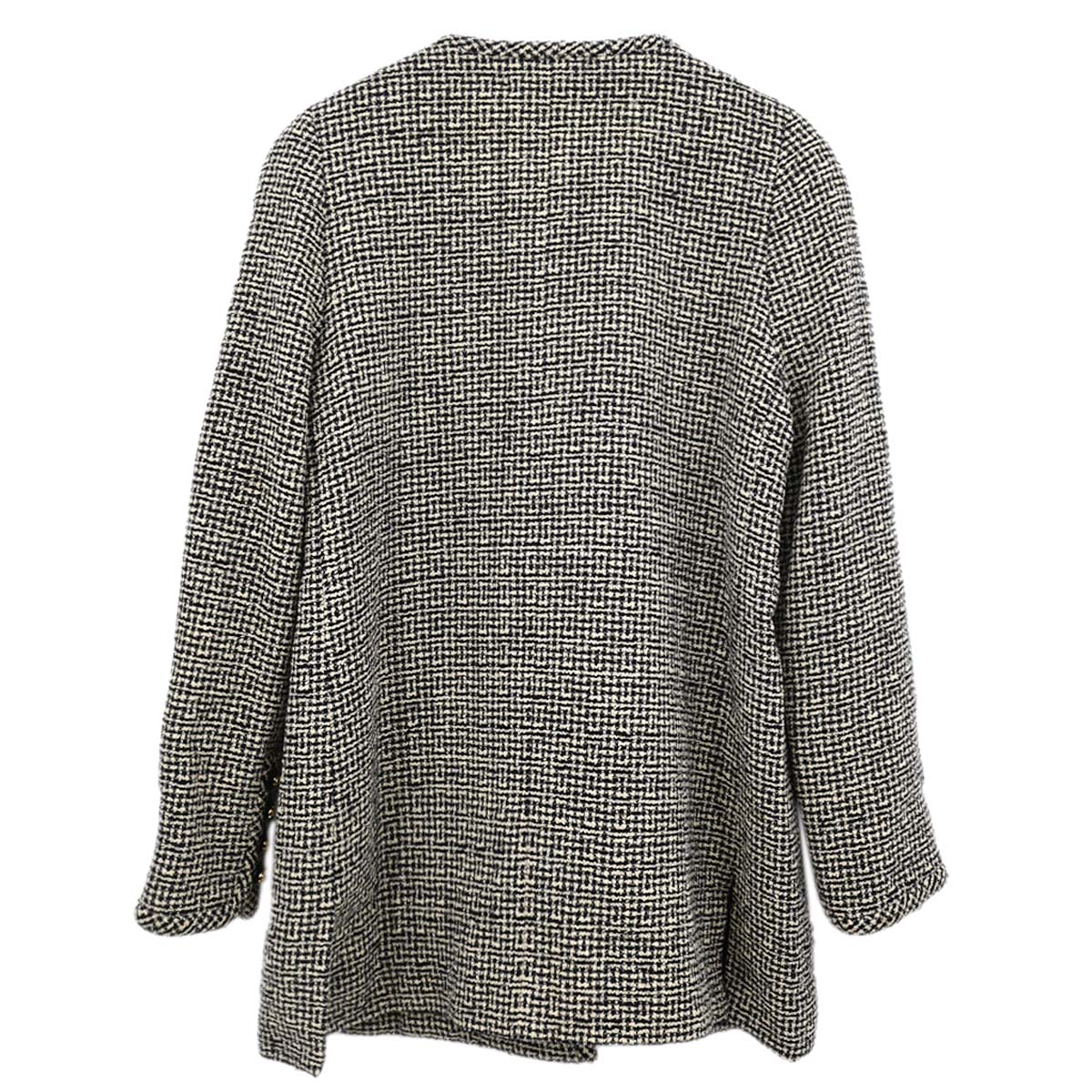 Chanel Collarless Jacket Tweed Black Ivory #36