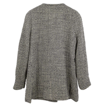 Chanel Collarless Jacket Tweed Black Ivory #36