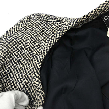 Chanel Collarless Jacket Tweed Black Ivory #36