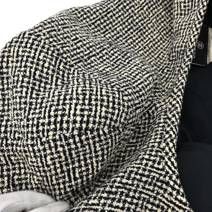 Chanel Collarless Jacket Tweed Black Ivory #36