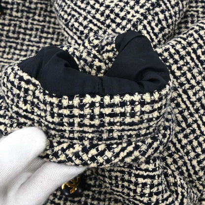 Chanel Collarless Jacket Tweed Black Ivory #36