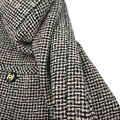 Chanel Collarless Jacket Tweed Black Ivory #36