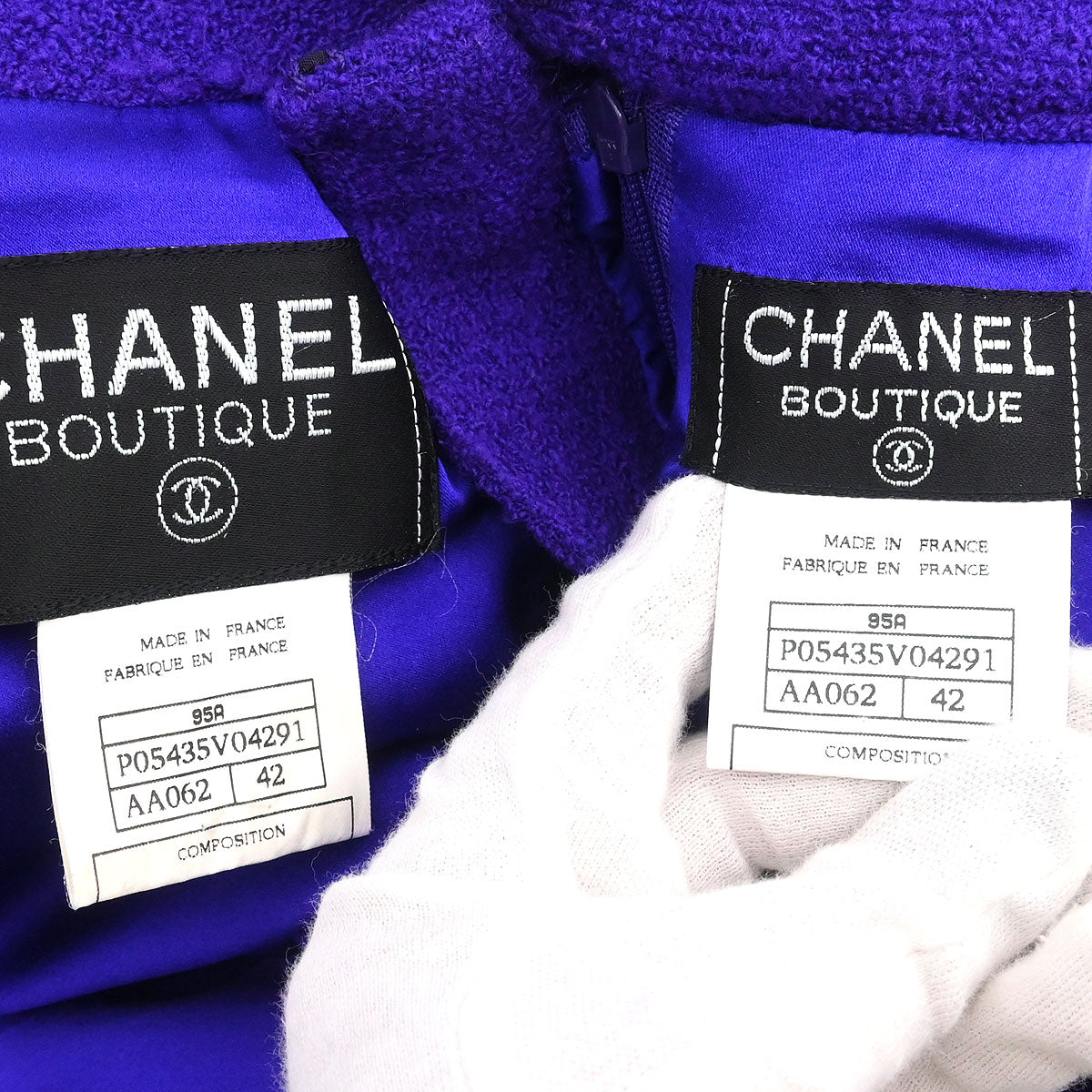 Chanel 1995 Setup Suit Jacket Skirt Purple #42
