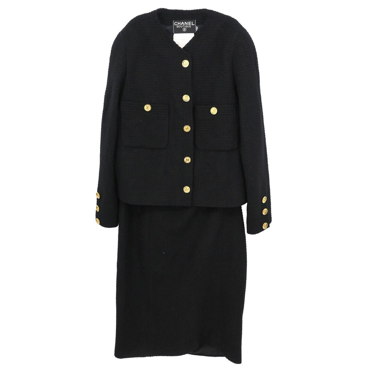 Chanel 1990-1991 Setup Suit Jacket Skirt Black #42