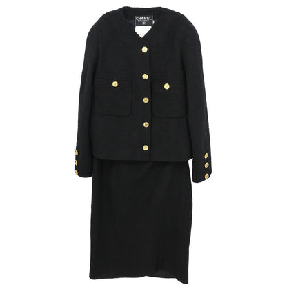 Chanel 1990-1991 Setup Suit Jacket Skirt Black #42
