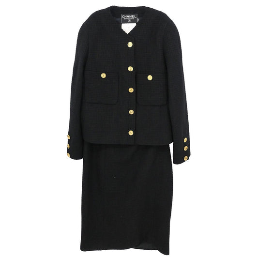 Chanel 1990-1991 Setup Suit Jacket Skirt Black #42