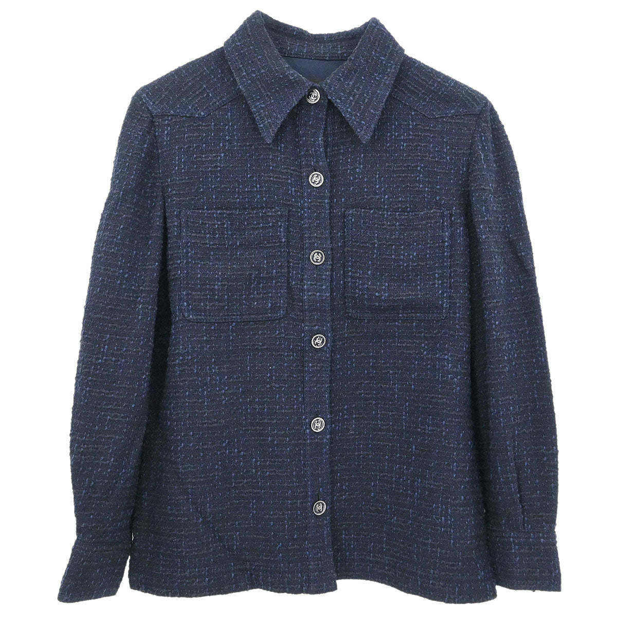 Chanel 2001 Single Breasted Jacket Navy #38