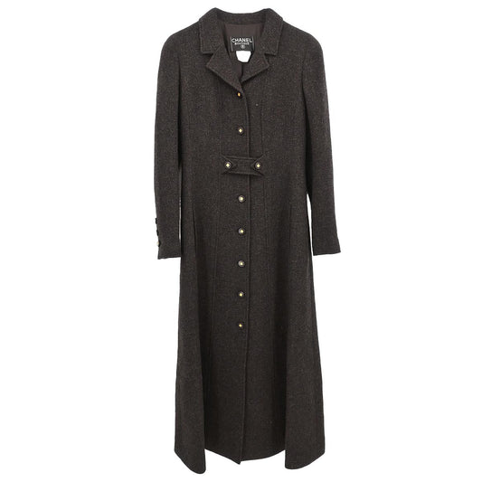 Chanel 1996 Single Breasted Jacket Coat Brown #38
