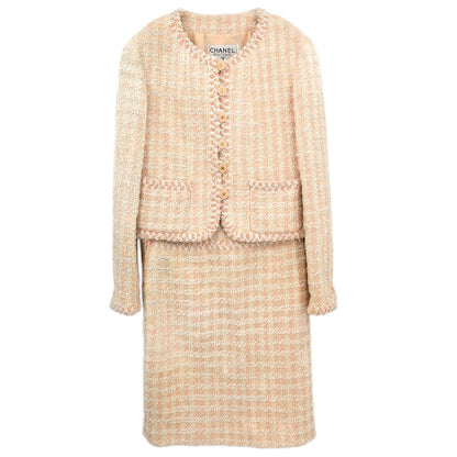 Chanel 1994 Setup Suit Jacket Skirt Tweed Off-white #36