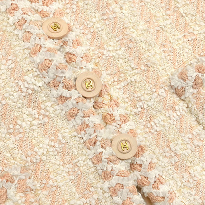 Chanel 1994 Setup Suit Jacket Skirt Tweed Off-white #36