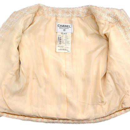 Chanel 1994 Setup Suit Jacket Skirt Tweed Off-white #36