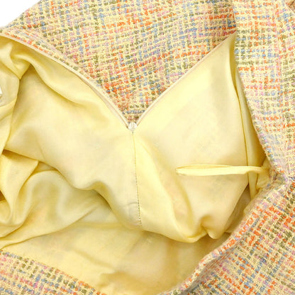 Chanel 1994 Setup Suit Jacket Skirt Tweed Yellow #38