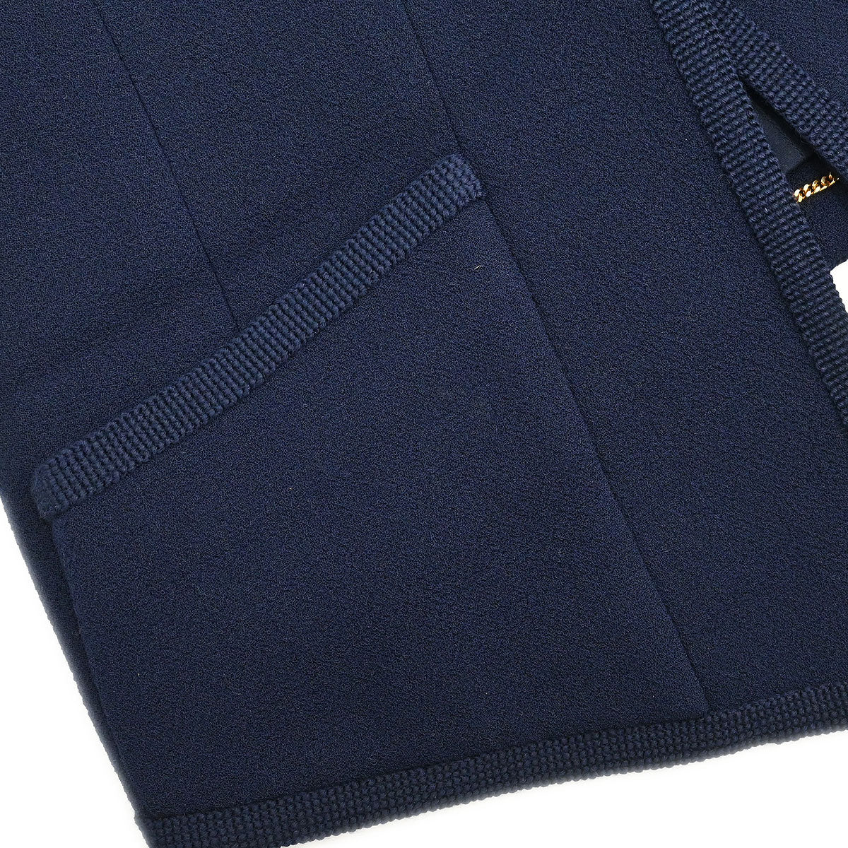 Chanel Single Breasted Collarless Jacket Navy