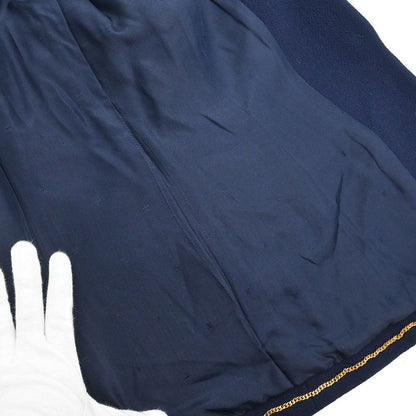 Chanel Single Breasted Collarless Jacket Navy