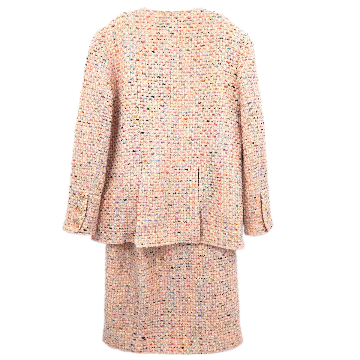 Chanel 1994 Setup Suit Jacket Skirt Tweed Pink #40