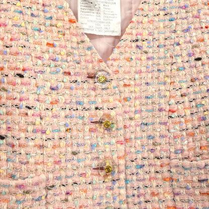 Chanel 1994 Setup Suit Jacket Skirt Tweed Pink #40