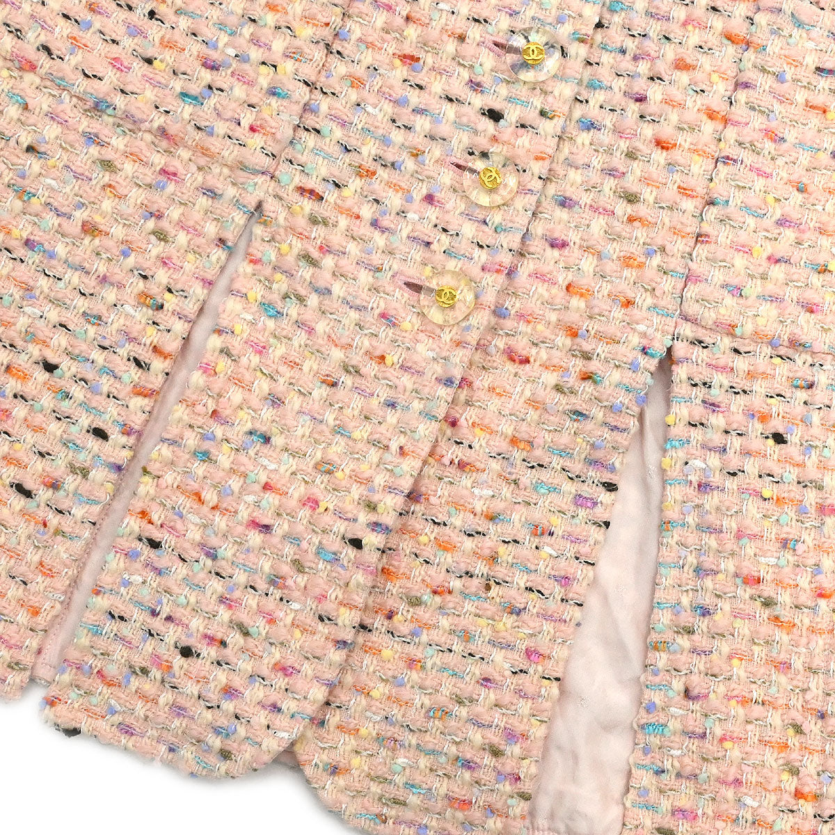Chanel 1994 Setup Suit Jacket Skirt Tweed Pink #40