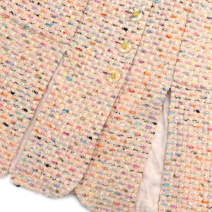 Chanel 1994 Setup Suit Jacket Skirt Tweed Pink #40